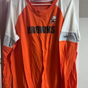 Nike Orange and White Browns Long Sleeve Shirt